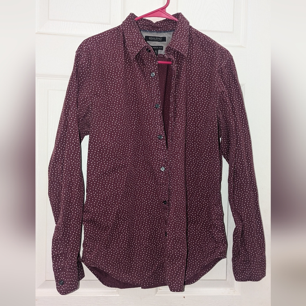 Banana Republic Camden Fit Burgundy Button Down